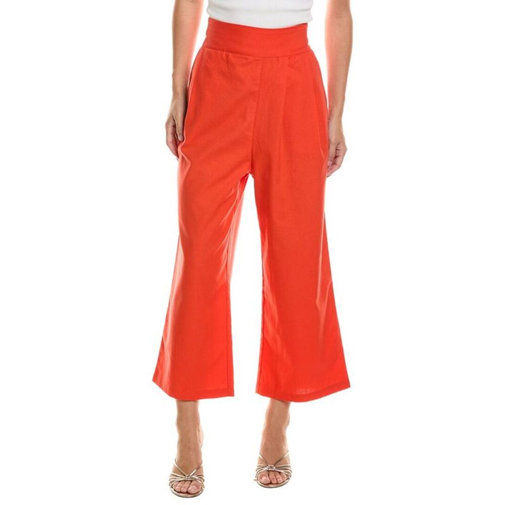 Femme Society Womens  Linen-Blend Pant, Orange